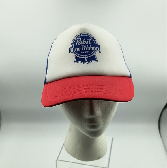 Pabst Blue Ribbon PBR Trucker Style Mesh Back Baseball Hat - Picture 4 of 7